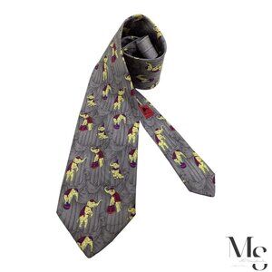 ANDRÉ CLAUDE CANOVA Circus Collection Print Silk Tie Made In France W:3.5" EX CD